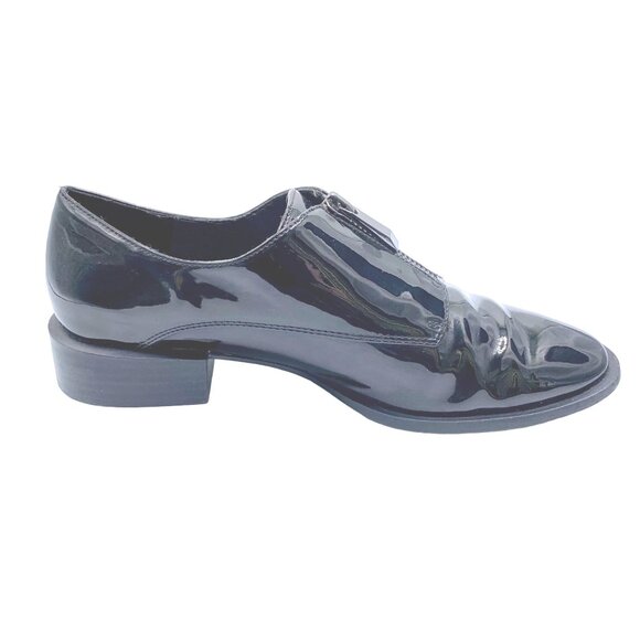 Zara TRF Women's Blucher Black Patent Leather Zip Oxford US 6.5 E 37 Minimalist - Picture 4 of 10